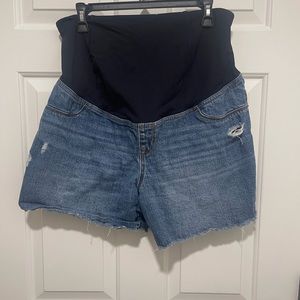 Denim maternity shorts